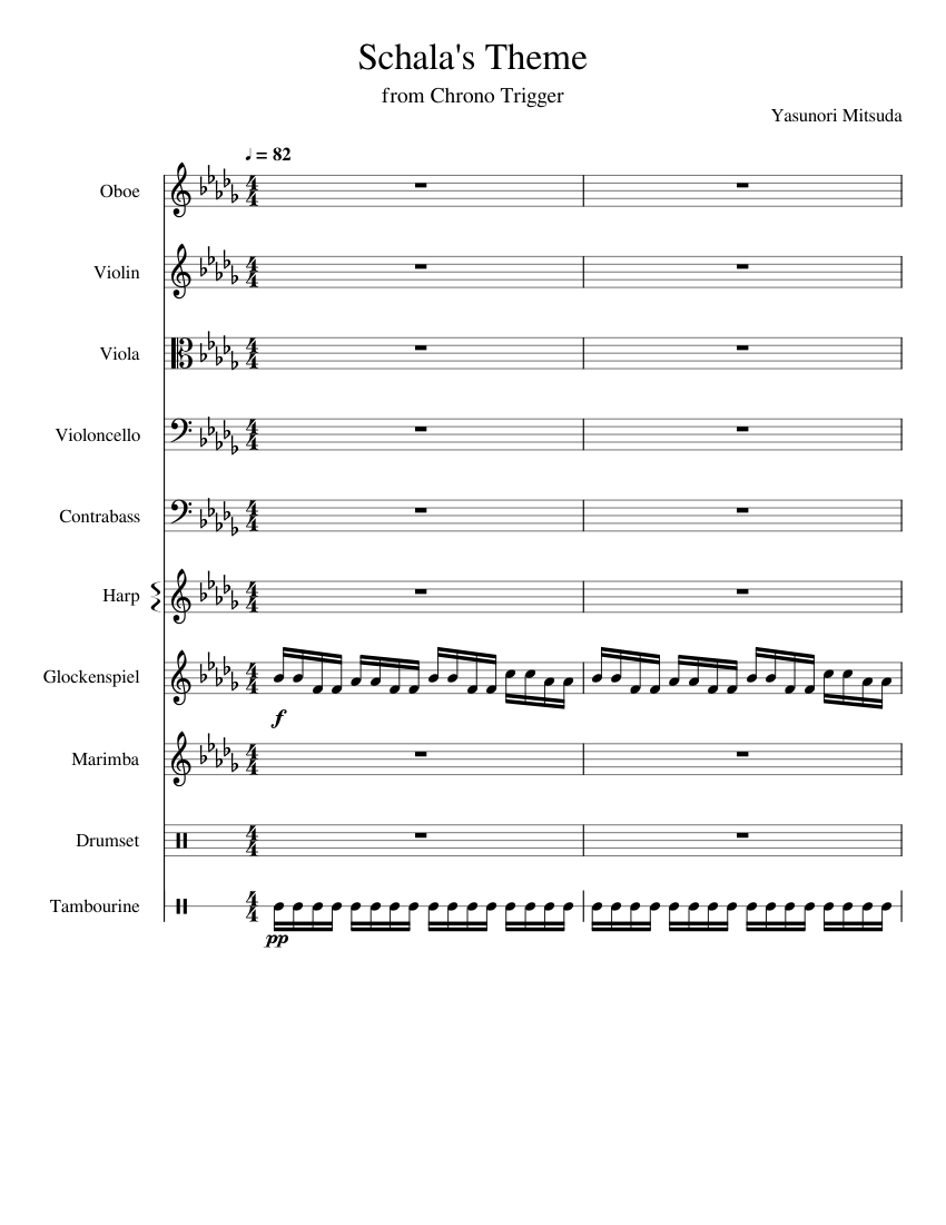 Chrono Trigger Schala's Theme Sheet music for Tambourine, Oboe