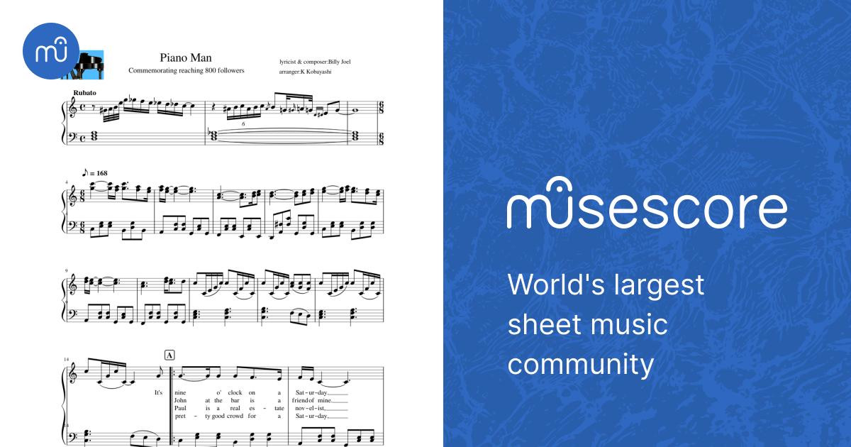 Piano Man - Billy Joel Sheet Music for Piano (Solo