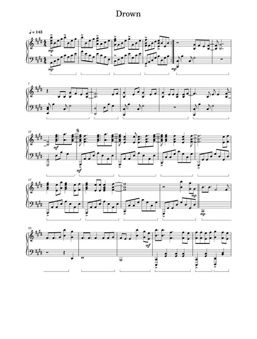 Drown (Arr. Bring Me The Horizon) (Piano Solo)