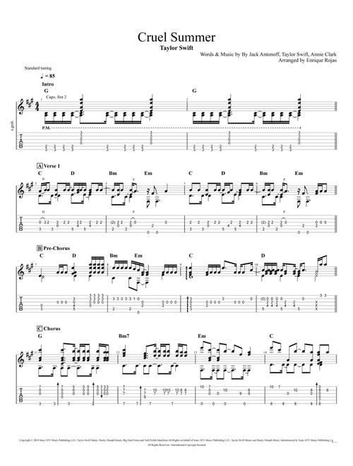 Cruel Summer (Arr. Enrique Rojas) - Taylor Swift (Solo Guitar)
