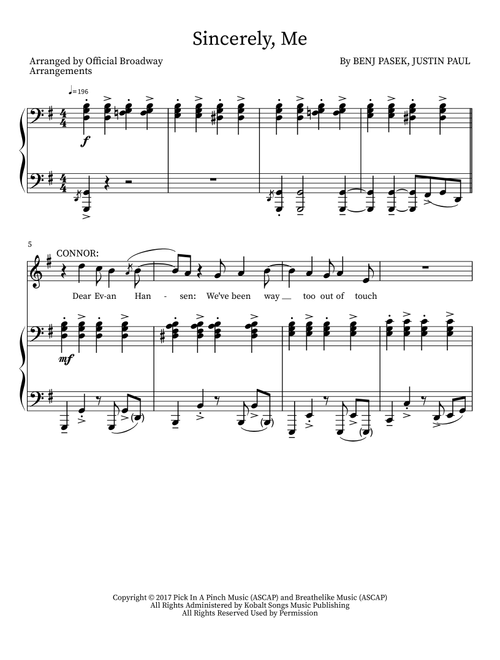 Sincerely, Me (Arr. Official Broadway Arrangements) - Ben Platt & Will Roland Mike Faist (Piano Vocal)