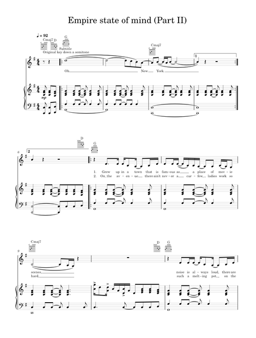 Empire state of mind part 2 - Alicia Keys (Piano-Voice)