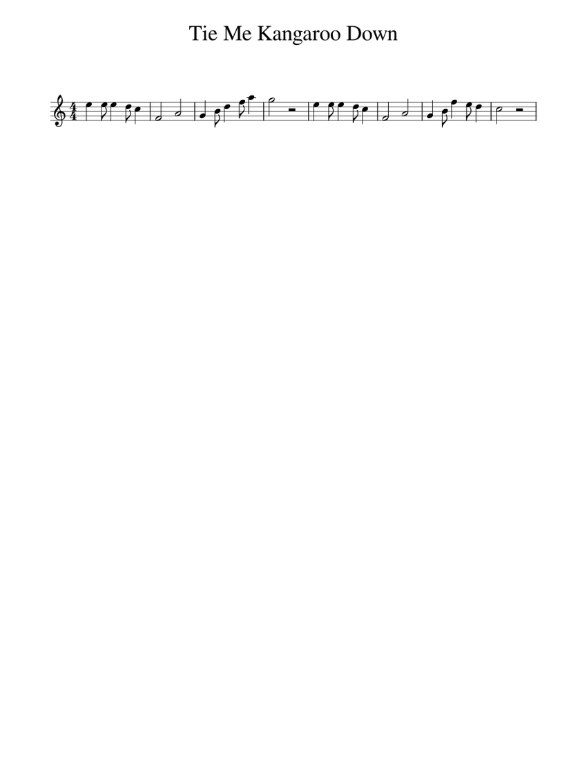 Tie Me Kangaroo Down Sheet music for Piano (Solo)
