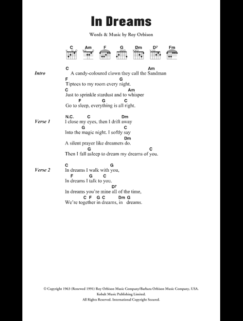 In Dreams - Roy Orbison (Guitar Chords-Lyrics)