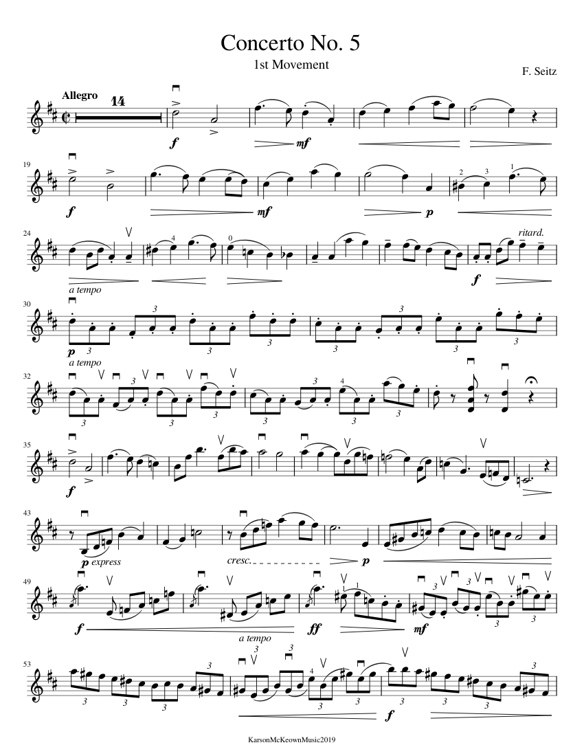 Concerto No. 5 Sheet Music for Piano (Solo) Easy | MuseScore.com