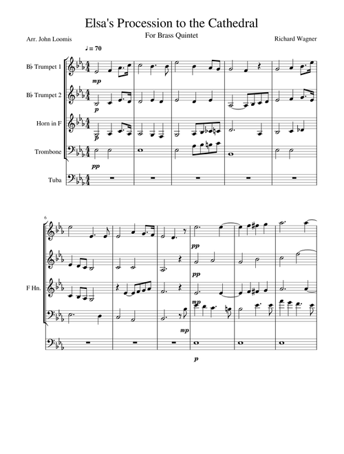 Elsa's Procession to the Cathedral for Brass Quintet