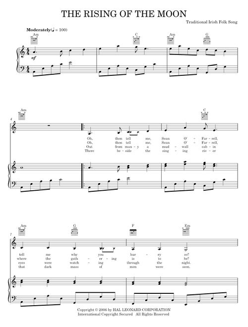 The Rising Of The Moon - Irish Folksong, Phillip Keveren (Piano-Vocal-Guitar)
