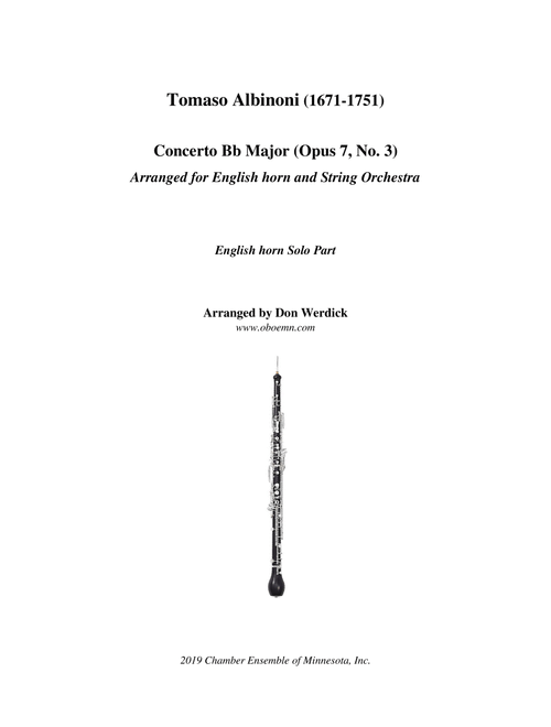Concerto for English horn in Bb Major, Op. 7 No. 3 (Arr. Don Werdick (1946 - )) - Tomaso Albinoni (1671-1751) (English Horn Solo)