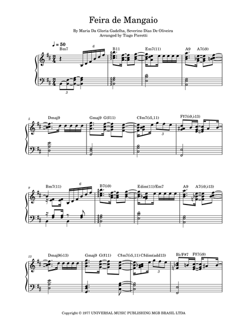 Feira De Mangaio (Arr. Tiago Pieretti de Oliveira) - Severino Dias De Oliveira, Maria Da Gloria Gadelha (Piano Solo)