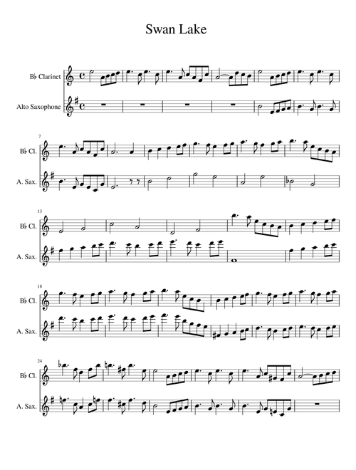 Swan Lake Alto Sax and Clarinet
