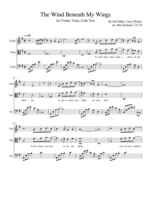 The Wind Beneath My Wings (Arr. Ray Kamada) - Bette Midler (String Ensemble)