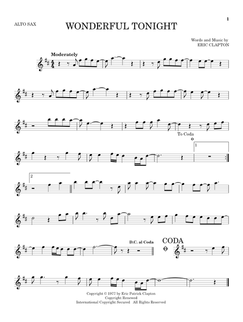 Wonderful Tonight - Eric Clapton, David Kersh (Alto Sax Solo)