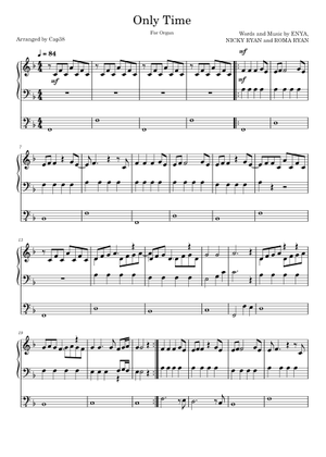 Only Time - Enya Sheet Music for Piano, Cornet, Saxophone baritone