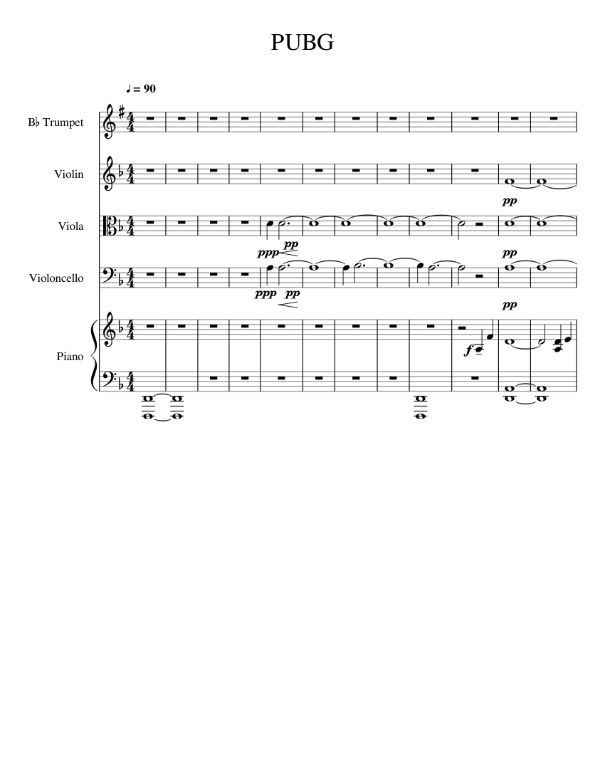 Pvg Score PUBG Sheet Music for Piano, Trumpet in b-flat, Violin, Viola & more ...
