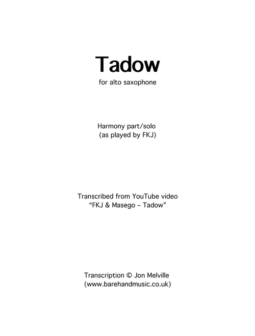 Tadow (Arr. Jon Melville) - Micah Davis, Vincent Fenton (Alto Sax Solo)