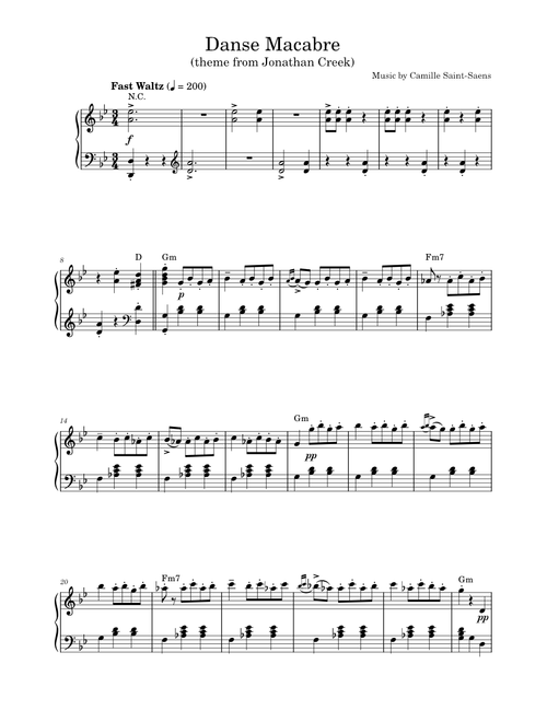Danse Macabre (theme from Jonathan Creek) - Camille Saint Saens (Piano Solo)