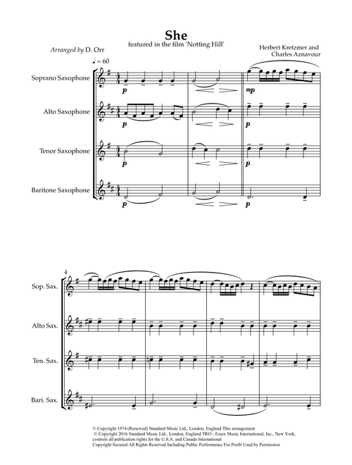 She (Arr. Dorothy Orr) - Elvis Costello (Woodwind Ensemble)