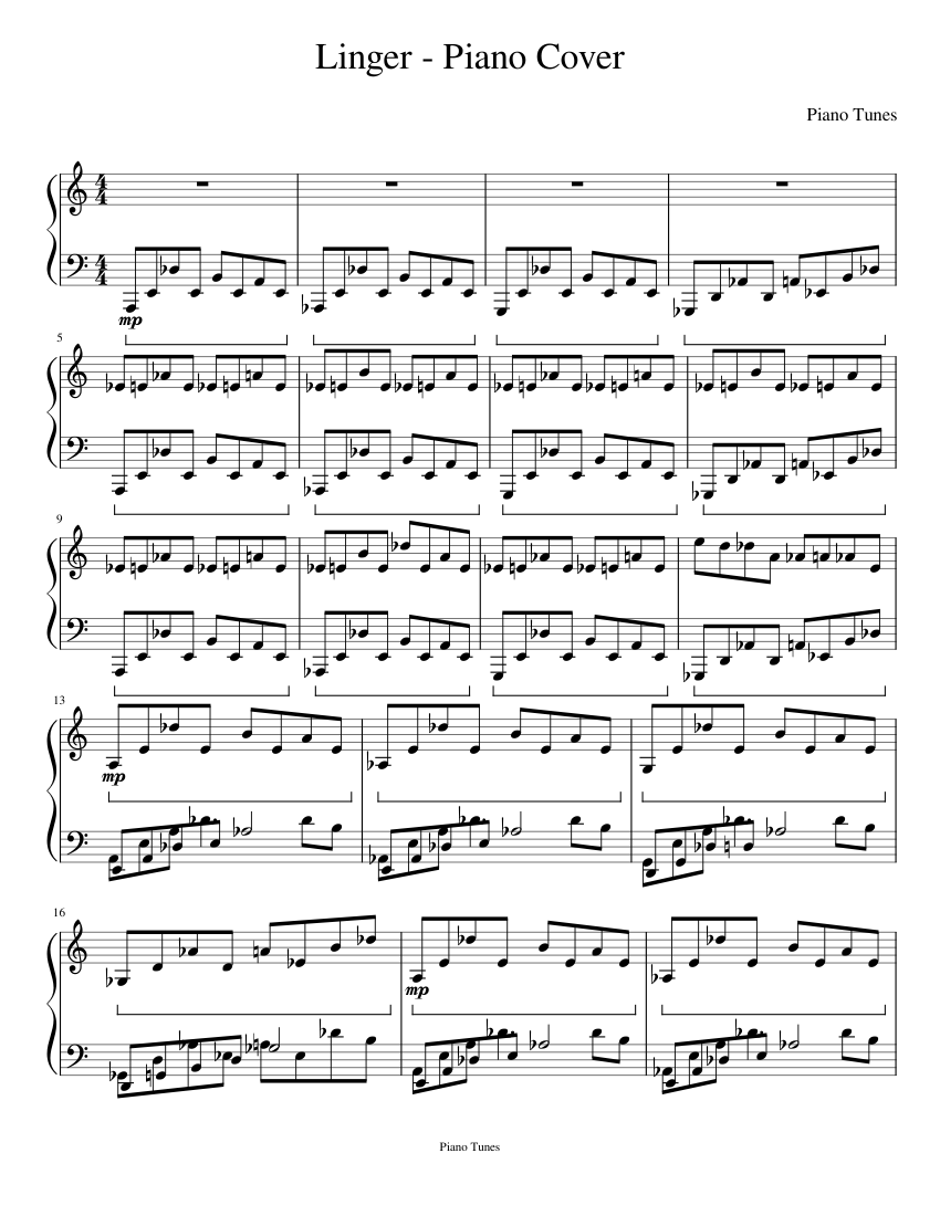 Linger Piano Cover Sheet music for Piano (Solo)