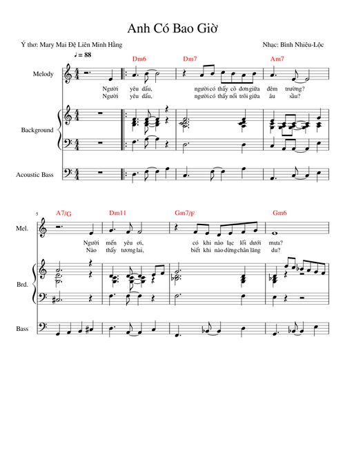 Anh Có Bao Giờ - Ý thơ: Mary MaiĐệLiên MinhHằng - Nhạc: Bình Nhiêu-Lộc