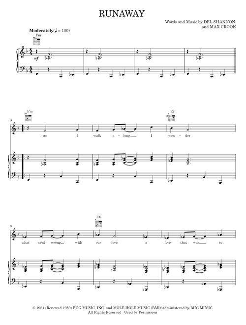 Runaway - Del Shannon (Piano-Vocal-Guitar)