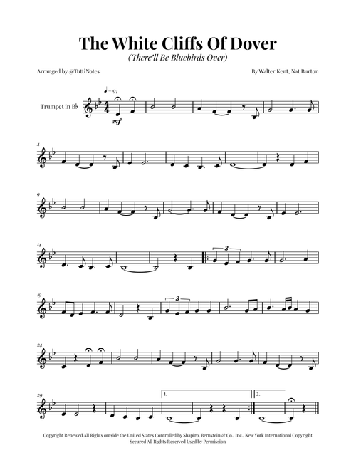 (There'll Be Bluebirds Over) The White Cliffs Of Dover (Arr. Glauco Fernandes) - Various (Trumpet Solo)