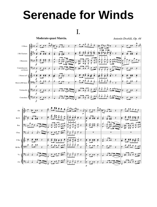 Dvorak - Serenade for Winds Op. 44 - I. Moderato quasi Marcia