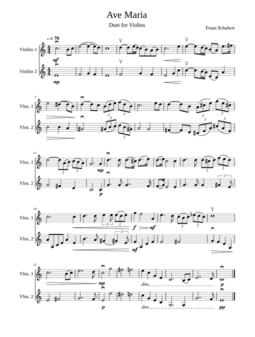 Ave Maria Violin Duet