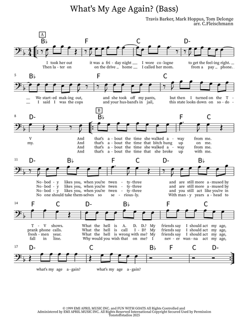 What's My Age Again? (Arr. Christoph Fleischmann) - Blink 182 (Lead Sheet - Fake Book)
