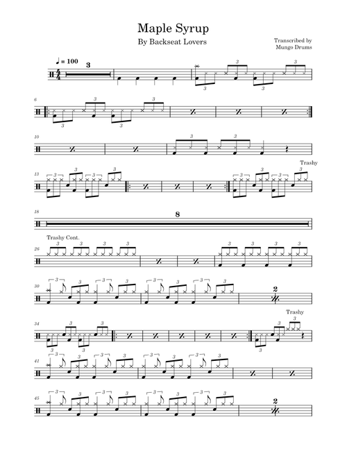 Maple syrup – The Backseat Lovers (Drums)