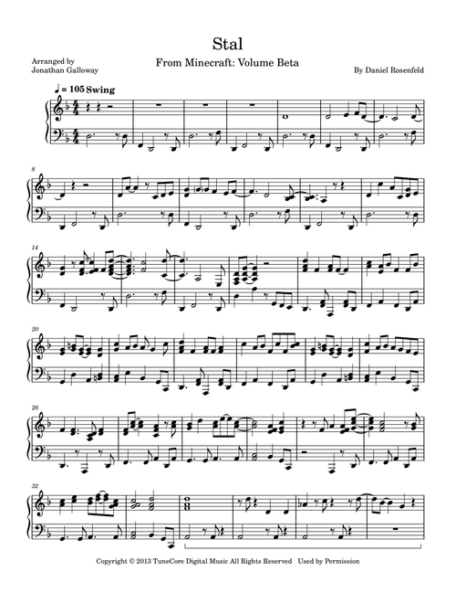 Stal (Arr. Jonathan Galloway) - C418 (Piano Solo)
