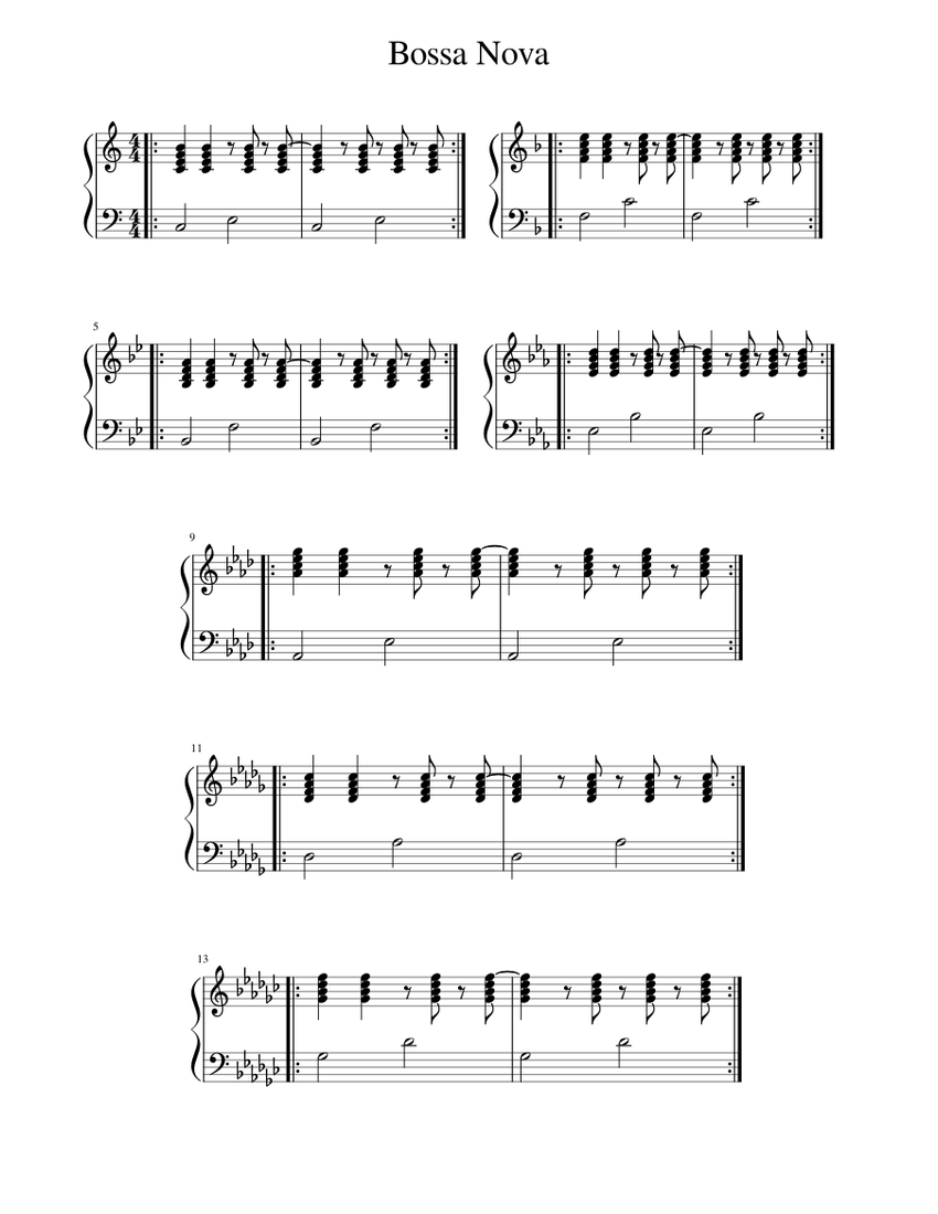 Bossa_Nova Sheet Music for Piano (Solo) easy | MuseScore.com