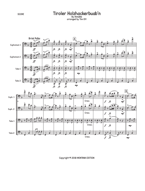 Tiroler Holzhackerbuab'n (Arr. Tim Olt) - Aimable (Brass Ensemble)