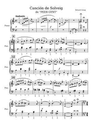 Play Official version of Solveig's Song Sheet Music by Edvard
