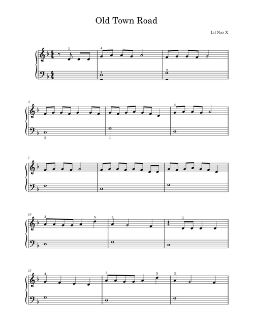 Old town road – Lil Nas X (Easy Piano)