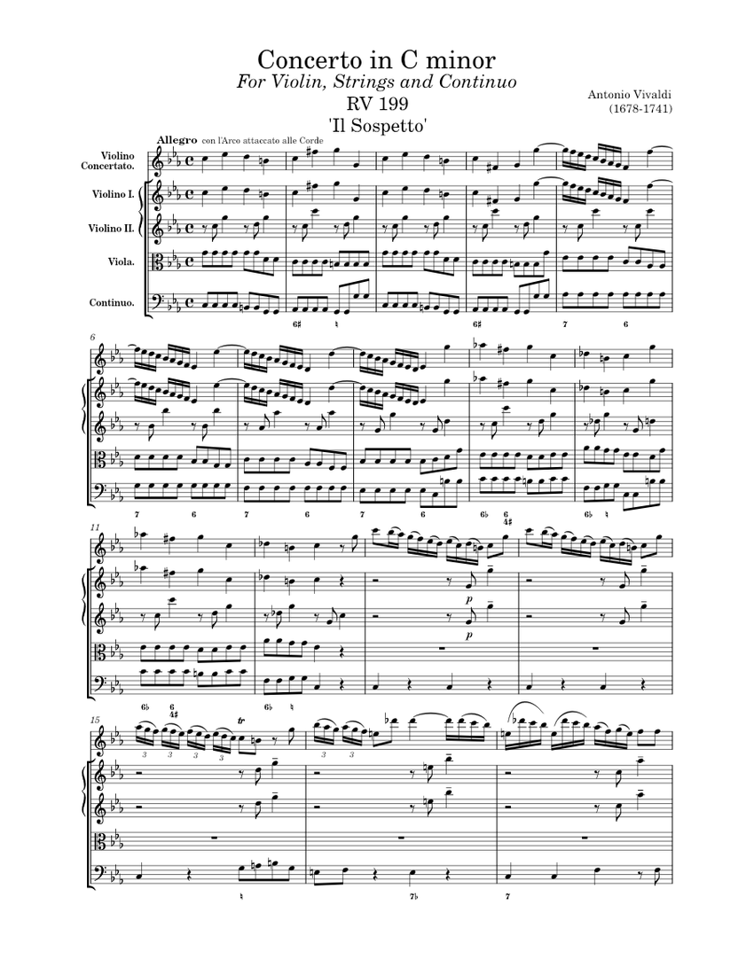 Violin Concerto in C minor, RV 199 – Antonio Vivaldi Sheet