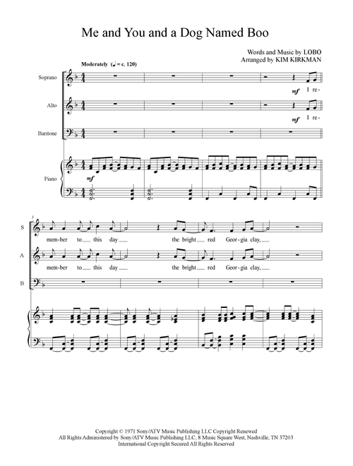 Me And You And A Dog Named Boo (Arr. Kim Kirkman) - Lobo (Choral, SAB)