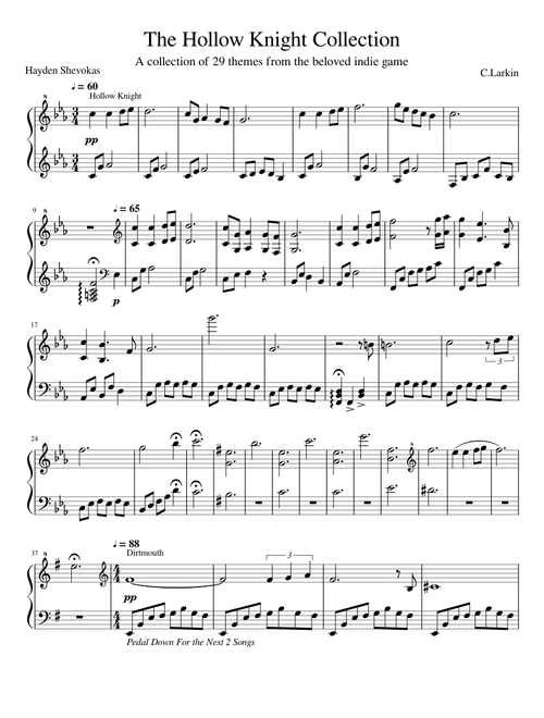 Hollow Knight Collection for Piano