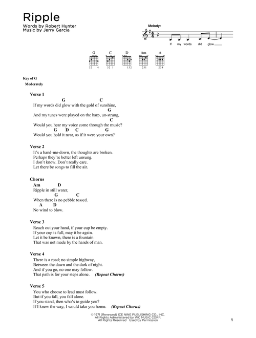 Ripple - Grateful Dead (Guitar Chords-Lyrics)