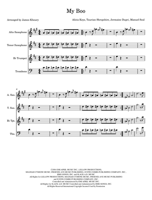 My Boo (Arr. James Khoury) - Usher & Alicia Keys (Small Ensemble)
