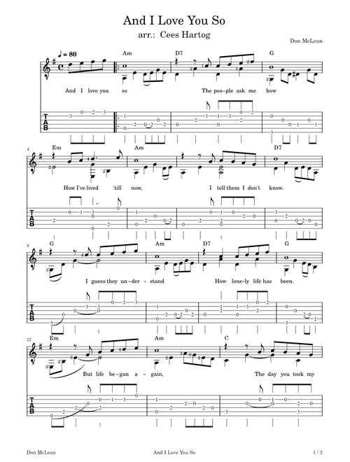 And i love you so – Don McLean