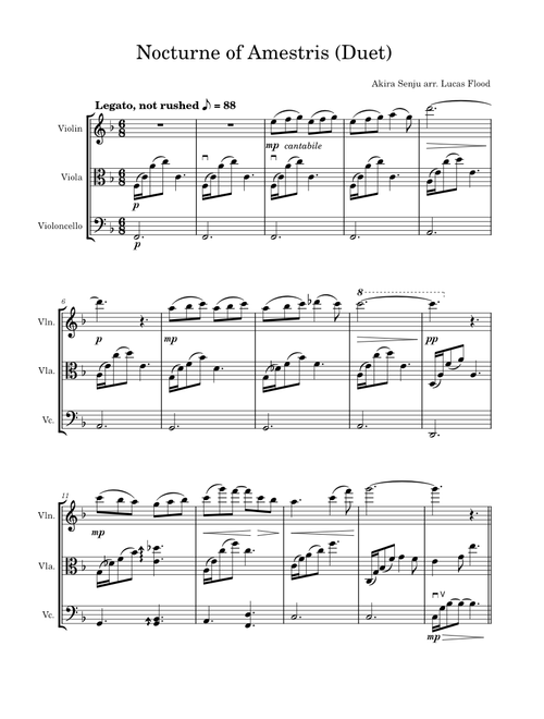 Nocturne Of Amestris Duet – Fullmetal Alchemist Brotherhood, Akira Senju, String Trio