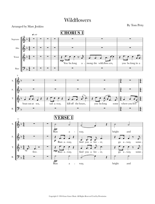 Wildflowers (Arr. Marc Jenkins) - Tom Petty (Choral, SATB)