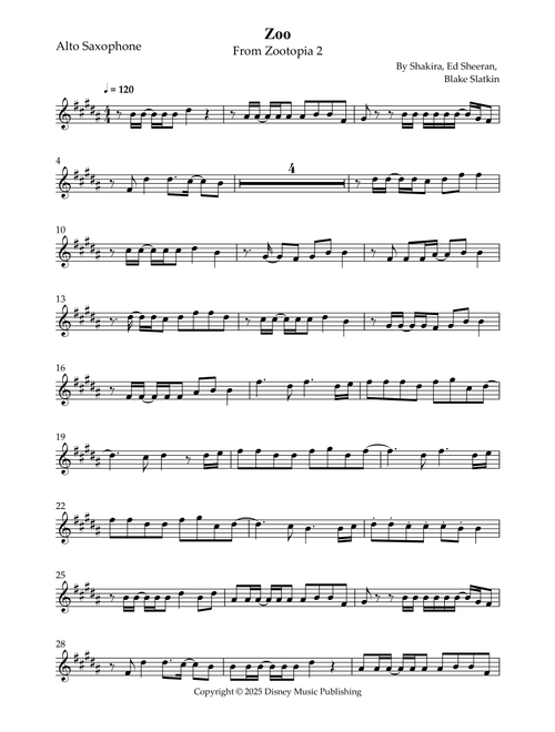 Zoo (Arr. Wesley S. SIlva) - Shakira (Alto Sax Solo)
