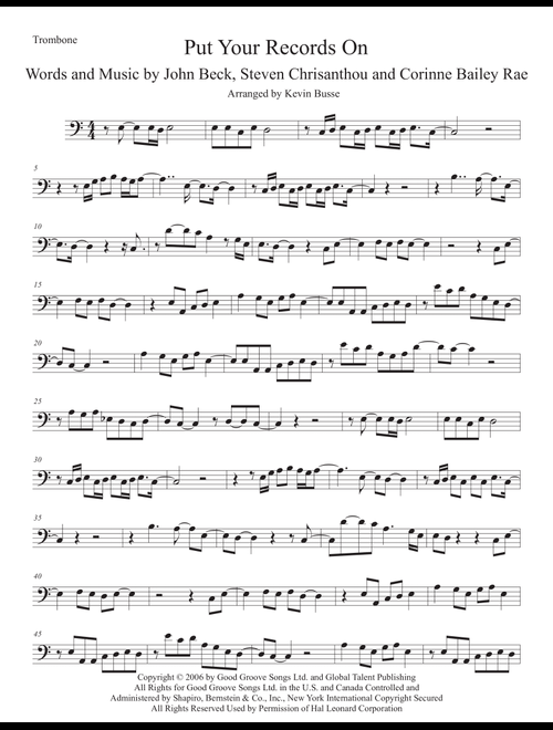 Put Your Records On (Arr. Kevin Busse) - Corinne Bailey Rae (Trombone Solo)