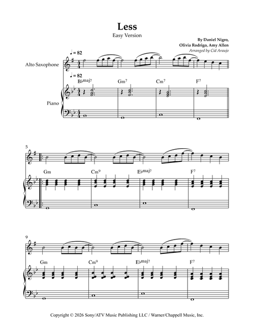 Less (Arr. Cid Araujo) - Olivia Rodrigo (Alto Sax and Piano)