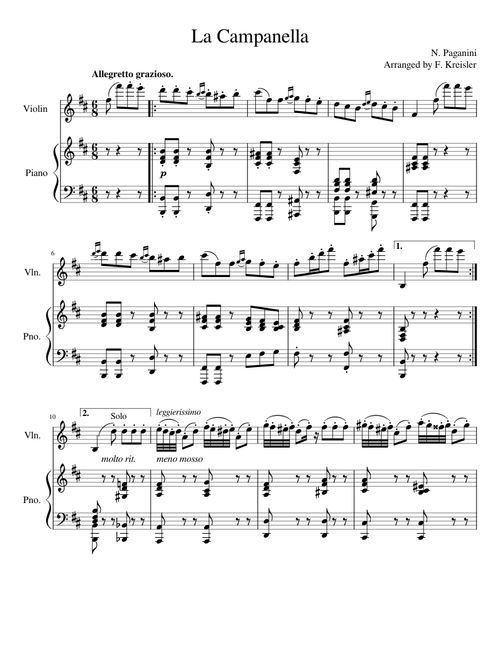La Campanella, Op. 7 (Arr. Kreisler)