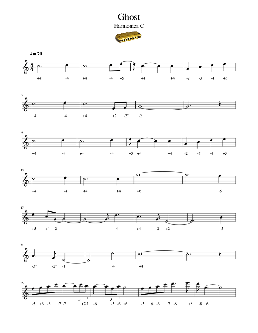 Unchained melody Ghost Harmonica C Sheet music for Piano (Solo