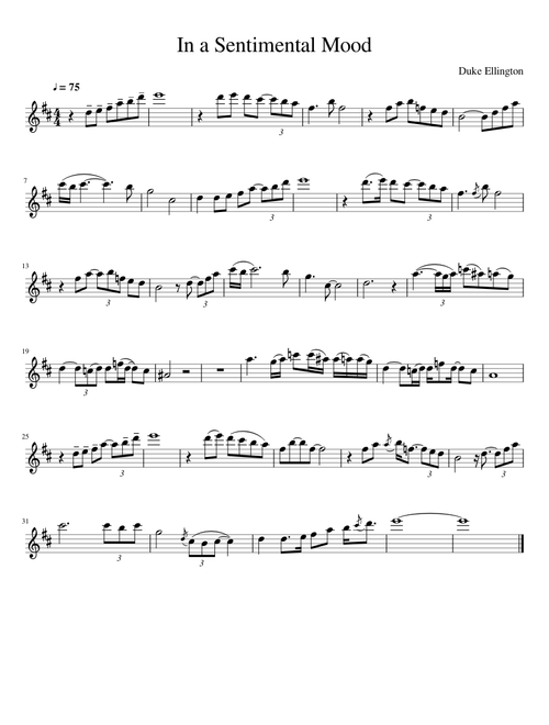 In a Sentimental Mood - Alto Saxophone