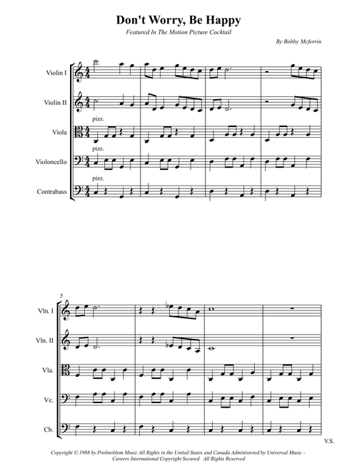 Don't Worry, Be Happy (Arr. Wesley S. SIlva) - Bobby McFerrin (String Ensemble)