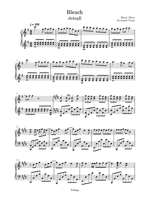 Bleach sheet music by Twigz | Play, print, and download in PDF or
